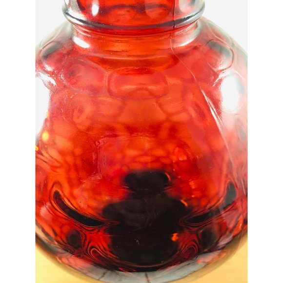 Red Glass Vase WHEATON Hex Optic Design Vintage - Picture 5 of 6